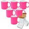6 PACK 11OZ PINK Fluorescent / Neon Sublimation Mugs with Foam Supports Cardboard Boxes